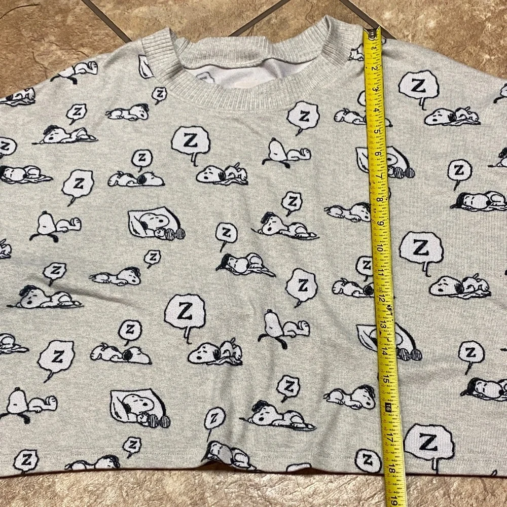 American Eagle Outfitters Gray Snoopy Lounge Boxy Large Cropped Top